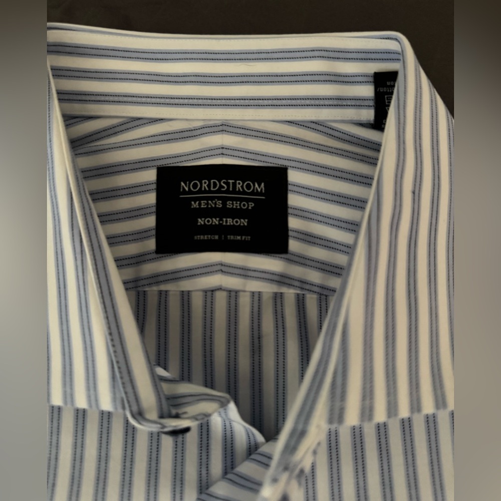 Nordstrom Blue and White Striped Dress Shirt